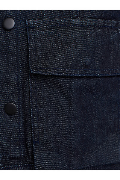 Dilvin 65361 Rins Yıkama Cebi Körüklü Denim Mont-Lacivert