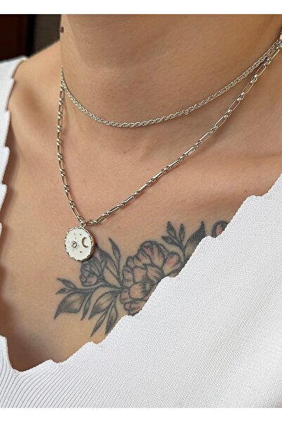 takıtarzım قلادة نسائية من حجر الزركون الفضي