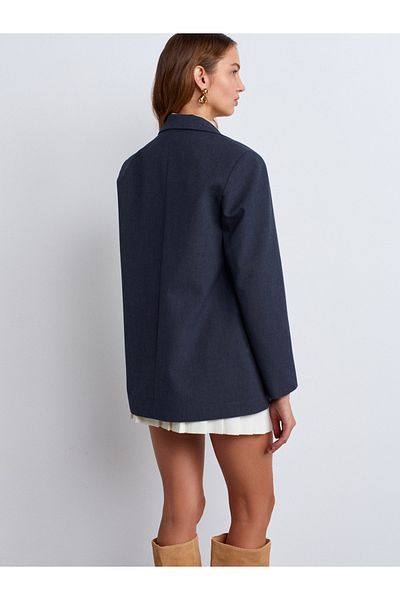 Dilvin 60761 Straight Fit Blazer-Navy Blue