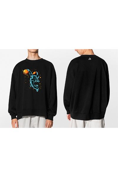 MODA Astronaut Basketball Player Designed Raised Sweatshirt