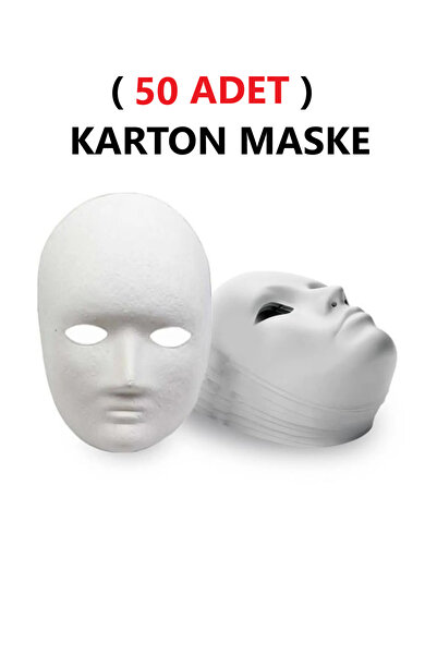 Hobialem 50 Adet, Karton Maske, Boyanabilir, Eğitici Maske Boyama, Etkinlik Ve Hobi Maskesi
