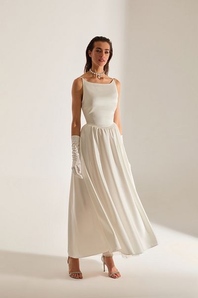BETTY & SAM Heaven Flared Skirt Straps White Engagement Dress