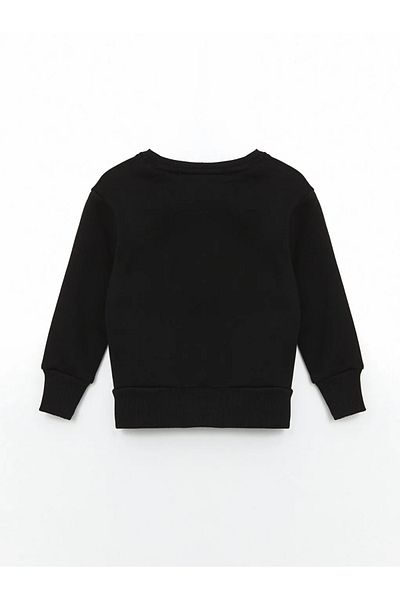 LC Waikiki Lcw Kids Black Crew Neck Printed Girls' Sweatshirt
