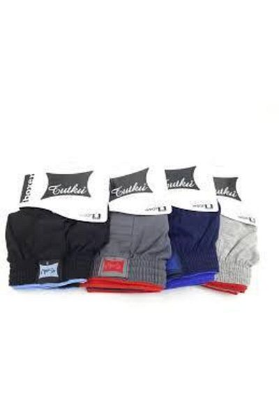 KEYAL Tutku Men's Comfortable Cut Boxer Towel Waist Boxer Combed Cotton 4 Pieces