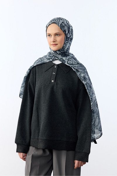 MİRSOY SCARF Μαύρο έθνικ σάλι με σχέδιο - Μοτίβο Mihra
