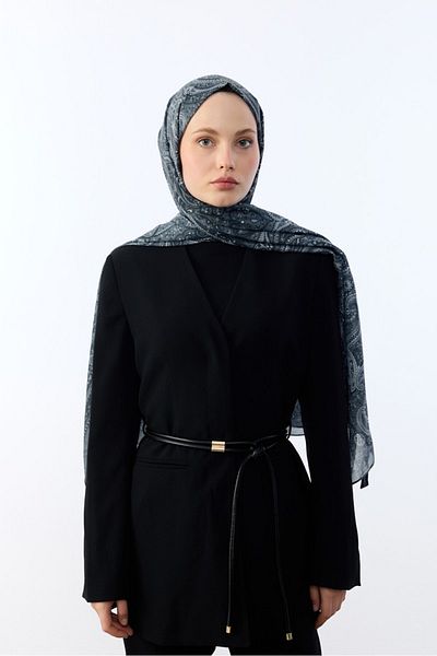 MİRSOY SCARF Γκρι σάλι με έθνικ σχέδιο - Μοτίβο Mihra