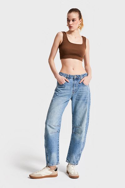 its basic G.Kot Color 2S5-31 Midrise Barrel Fit - Blugi pentru femei 100% Koton Denim