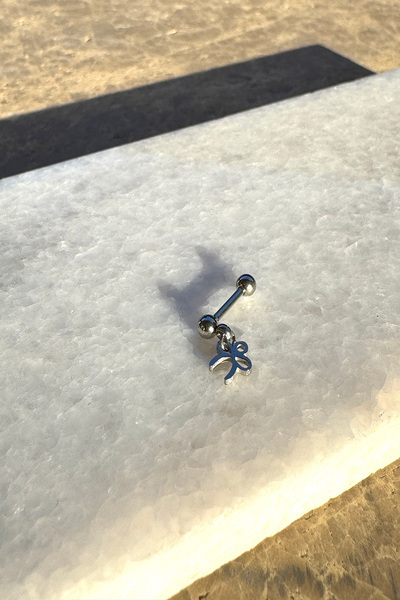 MOONİ ACCESSORİES Piercing Tragus Helix Fiyonk Hediye Model Sallantılı Gümüş ...