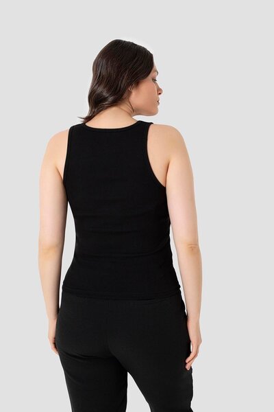 Arma Yıldız Women's Ribbed Look Thick Strap Basic Black White Undershirt 2 Pack