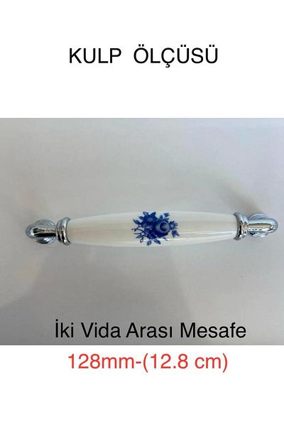 Porcellana Perla (12,8cm)-Porcelain Cover Cabinet Drawer Kitchen Bathroom Furniture Handle Handle Kulb Kulb-Yakut128Mm-Stk3349