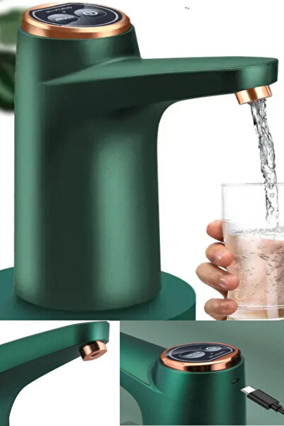 ESENLİWE Otomatik Şarjlı Damacana Su Pompası Akıllı Metalik Yeşil (600ML) Dam...