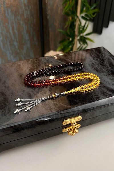 dergah tesbih 99 Drop Amber Prayer Rosary - Rare Color, Silver Tassel (Amber) Special Design