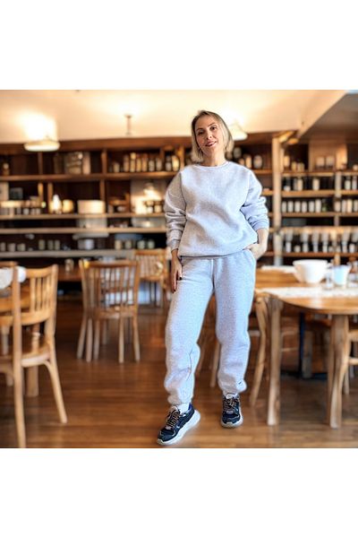 Aylish Karmelange Basic Model Gray Tracksuit Set