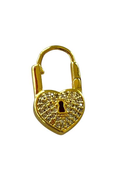 TAKIŞTIR Gold Color Lock Figured Stone Detailed Surgical Steel Ring Tragus/ Cartilage Earring/Piercing (Single)