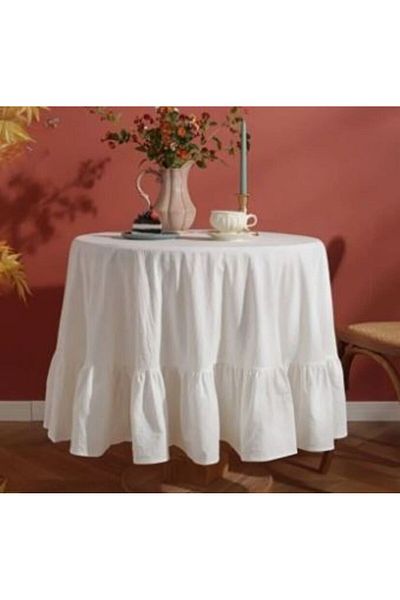 TUNCAY TEKSTİL Vintage Runner with Ruffles, Buldan Linen Raw Ketennatural Ruffles