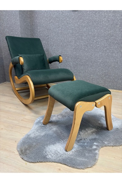 Asedia Salvador PUFLU Haki Yeşil Sallanan Sandalye Tekli Koltuk Okuma Dinlenme Koltuğu