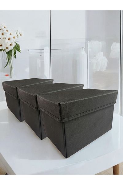 Balkan Room 3 Pcs Black Clamshell Inside Cabinet Organizer Box Multipurpose Storage Box Large 30X20X20Cm