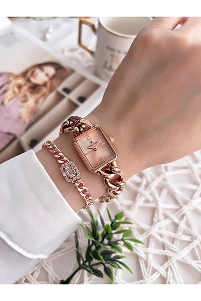 Daniel Klein 30 Mt Water Resistant Steel Chain Design Women's Wrist Watch and Bracelet Set - Z.10044.S5