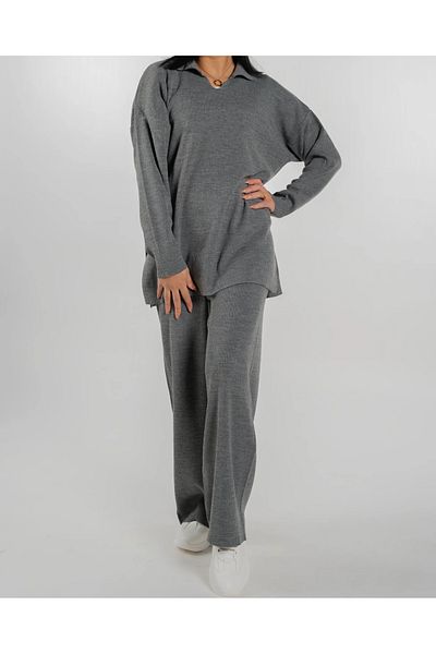ZARİFSTORE Knitwear Set Polo Neck Sweater and Trousers