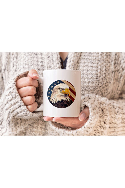 MODA كوب بورسلين هدية مطبوع عليه نسر علم أمريكا