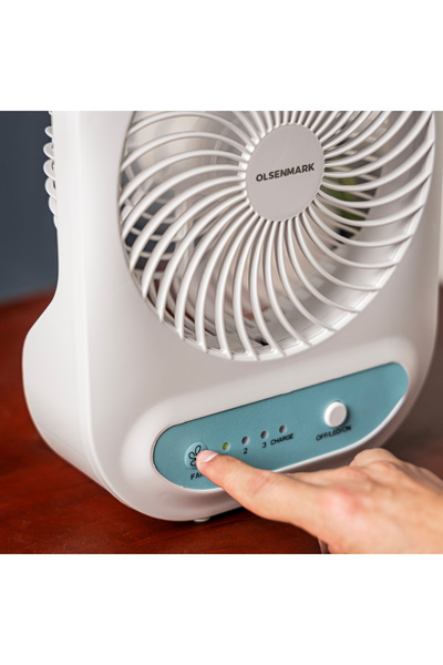 Olsenmark 6" Rechargeable Fan With Led Light Omf1785 Long Working Hours And 3 Wind Speed
