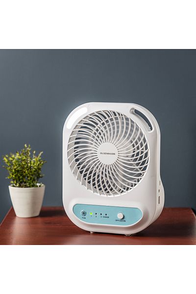 Olsenmark 6" Rechargeable Fan With Led Light Omf1785 Long Working Hours And 3 Wind Speed
