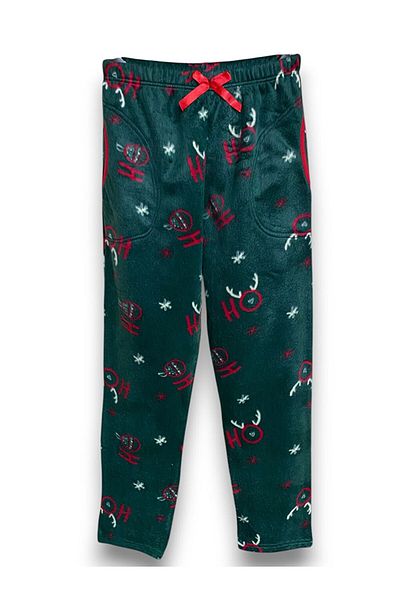 FORMO Women's Dark Green Fleece Pocket Winter Thick Quality Pajama Bottoms