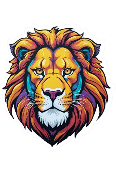 Tasarım 8x9 Cm Aslan Sticker Araba Motor Laptop Kask Sticker