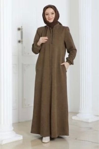 Nevayla Moda Шенилен плат Зимна комфортна абая - норка / F0506
