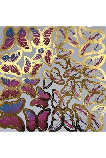 parti sürprizi Ornament Decor Tort Fluture Colorat Aur 42 Bucăți