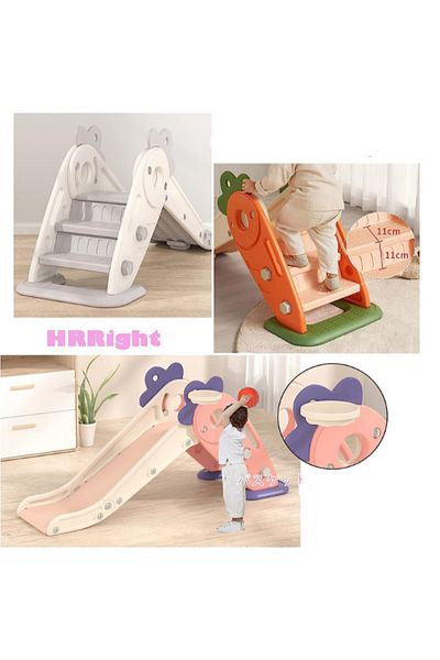 Babylove شريحة جزرة + لوح سفلي + حلقة كرة 133X49X65 سم وردي 28-XLB-13P