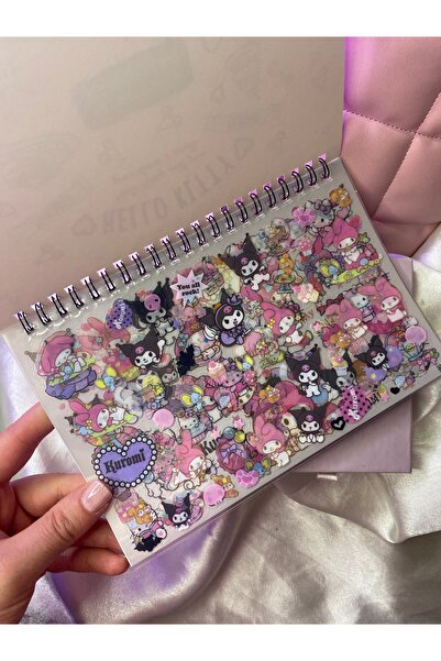 SANRIO Sanrıo hello kitty spiralli sticker defteri bol çeşitli sevimli tasarım hediyelik sticker defter