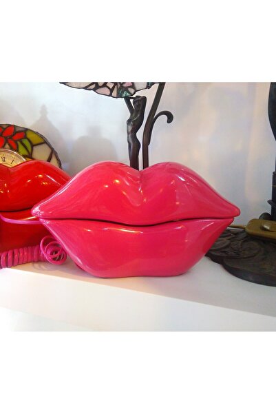 SUPERSTOK Popart Pembe Renk Dudak Şeklinde Ev Telefonu  Dekoratif İlginç Hedi...