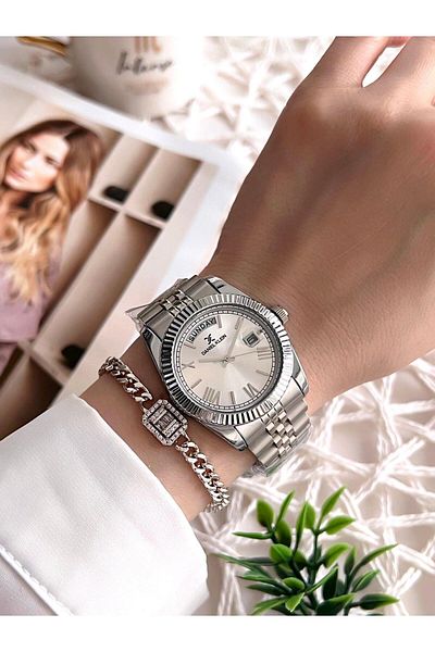 Daniel Klein Women's Watch and Bracelet Set with 30 Mt Water Resistant Steel Band - Dial with Calendar Bfg.10038.G1
