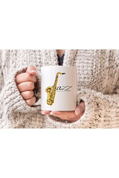 MODA كوب بورسلين هدية مطبوع عليه آلة موسيقية جاز