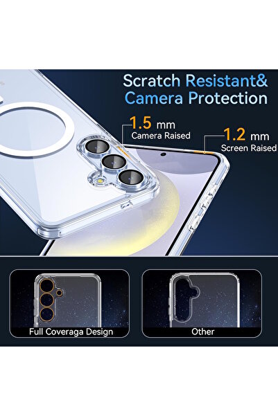 m.tk moveteck Galaxy S25 Kılıf Magsafe Wireless Kablosuz Şarj Destekli Sert Silikon Şeffaf Kapak Manyetik