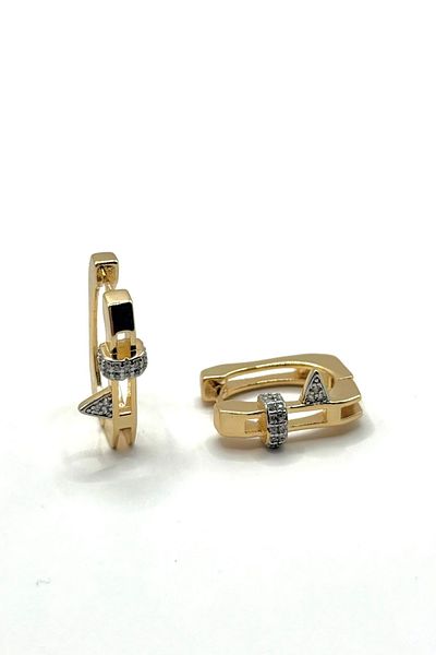 DEMOKAN Women's Earrings Imported Special Series Zircon Triangle Thorn Model Rectangular Non Tarnish Hoop Earrings