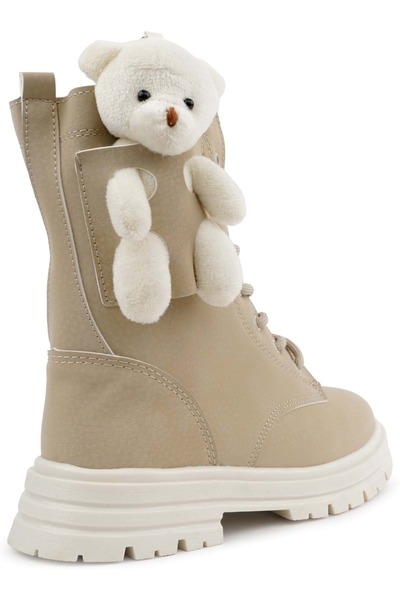 KOCAMANLAR Kids Club Shoes Perla Hayvan Figürlü Ortopedik Kaymaz Taban Unisex Çocuk Bot BEJ