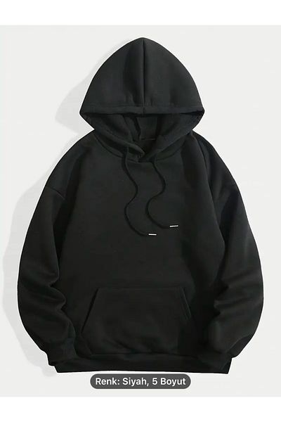 NEW TRENDY COLLECTİON Angel Wing Back Printed Kangaroo Black Hooded Sweatshirt