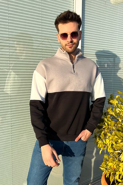 ModaPlaza Men's 3 Rope Zippered Raised Sweat 5719