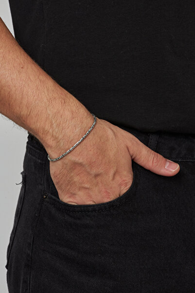 Ventino Silver 2,5mm Kral Yuvarlak 925 Ayar Gümüş Erkek Zincir Bileklik Veb-5004