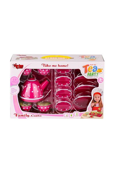 DEPOT Urban Atf-2020B-2020C Polka Dot Metal Tea Set 15 Pieces -Vardem Toy
