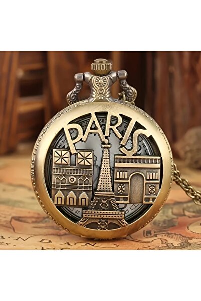 BBS Paris Eiffel Tower Quartz Pocket Watch Chain Watch