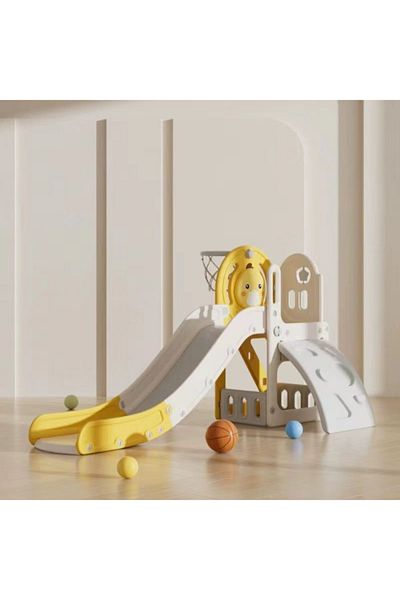 Babylove لوح انزلاق وتسلق على شكل بطة وحلقة كرة 186X109X100 سم باللون الأصفر 28-MYY-11Y