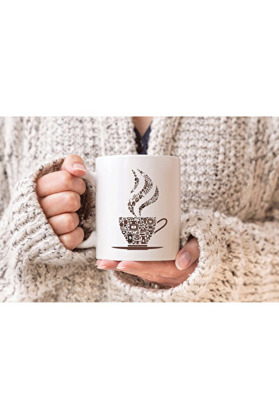 MODA كوب من البورسلين مطبوع عليه حبوب القهوة