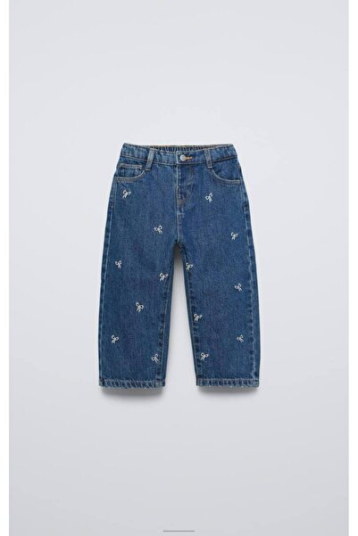 KIYAFET Fiyonk Nakışlı Denim Pantolon Jean