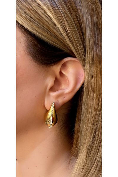 Store أقراط من الفولاذ بحجر الزركون