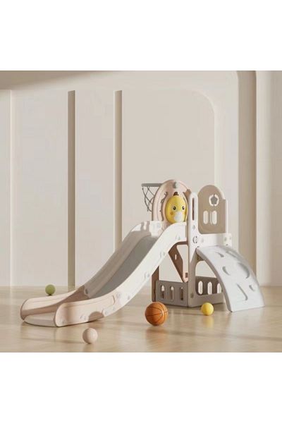 Babylove لوح انزلاق وتسلق على شكل بطة وحلقة كرة 186×109×100 سم، لون بني 28-MYY-12C