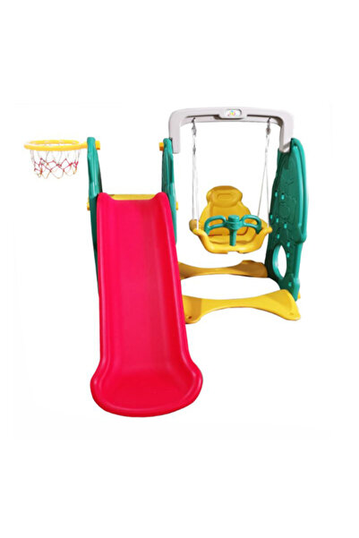 Babylove SLIDE AND SWING WITH BASKETBALL HOLE 190X160X120CM RED 28-001-12R