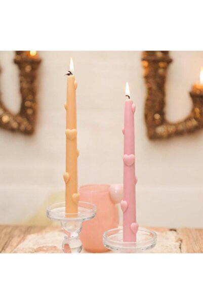 HOBİ YAP Kalpli Uzun Şamdan Mum Silikon Kalıbı